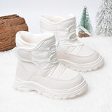 Girls Soft-soled Anti-slip Drawstring Fleece Outdoor Snow Boots For Winter