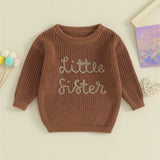 Baby Girl Christmas Sweaters Cute Long Sleeve Letter Embroidery Knit Pullover Infant Tops