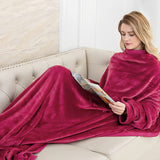 1pc Luxurious Oversized Wearable Blanket with Cozy Sleeves and Handy Pockets - Super Soft, Warm Snuggle Comfort for Home, Office, and Travel Use