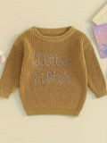 Baby Girl Christmas Sweaters Cute Long Sleeve Letter Embroidery Knit Pullover Infant Tops