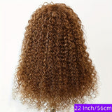 Elegant Honey Blonde Ombre Deep Curly Wig With Bangs For Women - 150% Density, Glueless Human Hair, Versatile For All Skin Tones