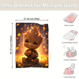 Disney Marvel Guardians of the For Galaxy Groot Cartoon Flannel Throw Blanket - Versatile All-Season Cozy Warmth for Bedroom, Living Room, and Office