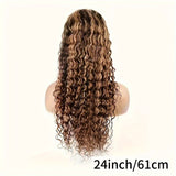 Deep Wave Closure Wigs Human Hair 4/27 Ombre Highlight Deep Wave Wig 5x5 Hd Lace Front Wigs Human Hair 200 Density Glueless Curly Wigs For Black Women With Baby Hair Pre Plucked 22 24 26 28 30 32 34inch