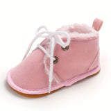 Adorable Baby Girls Soft Warm Furry Boots - Premium Lace-Up Design for Indoor/Outdoor Play - Cozy Winter Wear, Perfect for Autumn & Winter - Stylish and Versatile