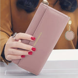 Fashion Long Solid Color PU Leather Wallet, Solid Color Minimalist Women's Mobile Phone Clutch Wallet