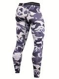 Men's High-Stretch Camouflage Sports Leggings - Active Mid Compression Pants for Outdoor Running & Training