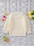 Cozy Casual Crew Neck Baby Sweater - Easy Care Long Sleeve Pullover with Stylish Mermaid Hem for Fall/Winter