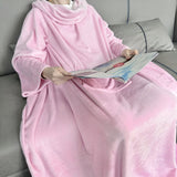 1pc Luxurious Oversized Wearable Blanket with Cozy Sleeves and Handy Pockets - Super Soft, Warm Snuggle Comfort for Home, Office, and Travel Use