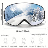 Anti-Fog Ski Goggles with Interchangeable Lens - TPU Frame, Includes Black Lens & Optical Frame & Carry Bag for Snowboarding, Skating, and Winter Sports, for Winter