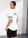 Baseball Jersey for Woman - V-Neck 'Los Angeles' Printing Tops Button Casual Softball Shirt Activewear Tee Versatile & Comfy for Spring to Summer