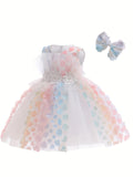 Baby Girls' 2pc Enchanting Floral Mesh Gown & Headband Set - Sleeveless - Ideal for Party Performances & Gifts