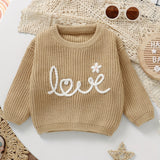 Cute Baby Woolen Top Sweater, Baby Letter Embroidered Letter Fashion Warm Pullover