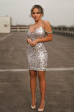 goosudu Glitter Strap Sequin Mini Dress