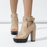 Goosudu Adjustable Platform Classic Ankle Boots