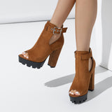 Goosudu Adjustable Platform Classic Ankle Boots