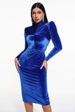 goosudu Corsetted Velvet Midi Dress