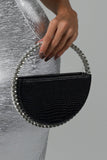 goosudu Round Stone-encrusted Leather Clutch - Black