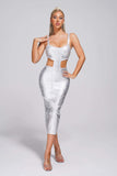 goosudu Kit Metallic Midi Bandage Dress - Silver