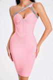 goosudu Hanny Crystal Cocktail Dress - Pink