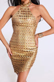 goosudu Taaliyah Halterneck Mini Dress - Golden