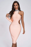 goosudu Conry One Shoulder Cutout Midi Bandage Dress