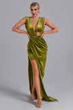 goosudu Saffron Velvet Maxi Dress - Green