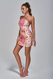 GOOSUDU Amoura Halter Printed Mini Dress