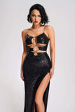 goosudu Lyall Sequin Slit Maxi Dress