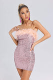 goosudu Tess Feather Sequin Tube Dress