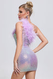 goosudu Hapa Feather Sequin Mini Dress