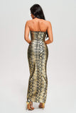 goosudu Riley Strapless Metallic Maxi Bandage Dress