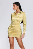 goosudu Tryphosa Satin Shirt Dress