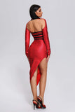 goosudu Wilisa Cutout Metallic Midi Bandage Dress