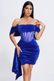 goosudu Elasa Velvet Corset Mini Dress - Blue