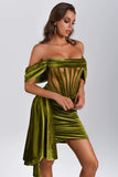 goosudu Elasa Velvet Corset Mini Dress - Green