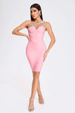 goosudu Hanny Crystal Cocktail Dress - Pink