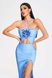 goosudu Lori Halter Midi Bandage Dress