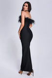 goosudu Xuliy Feather Maxi Bandage Dress