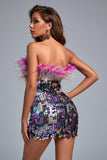 goosudu Totte Feather Sequin Mini Dress