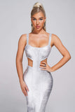 goosudu Kit Metallic Midi Bandage Dress - Silver