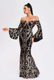 goosudu Nerlii Off Shoulder Sequin Maxi Dress