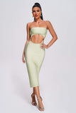 goosudu Venus Strapless Cutout Midi Bandage Dress