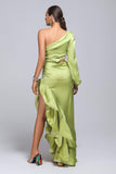 goosudu Beren One Shoulder Satin Maxi Dress