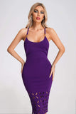 goosudu Xiclaly Cutout Halter Midi Dress - Purple