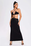 goosudu Etta Cutout Halter Maxi Dress