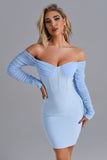 goosudu Birdget Off Shoulder Mesh Mini Cocktail Dress