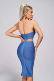 goosudu Juditha Strapless Midi Bandage Dress - Blue