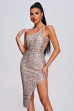 goosudu Toga Leopard Midi Bandage Dress