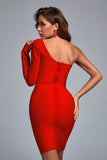 goosudu Mahalia One Shoulder Lace Cocktail Dress - Red