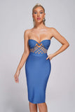 goosudu Juditha Strapless Midi Bandage Dress - Blue